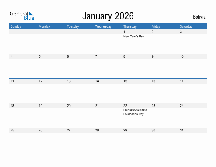 Fillable January 2026 Calendar