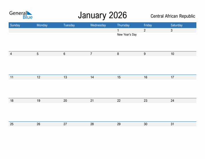 Fillable January 2026 Calendar