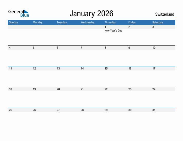 Fillable January 2026 Calendar