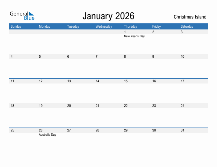 Fillable January 2026 Calendar