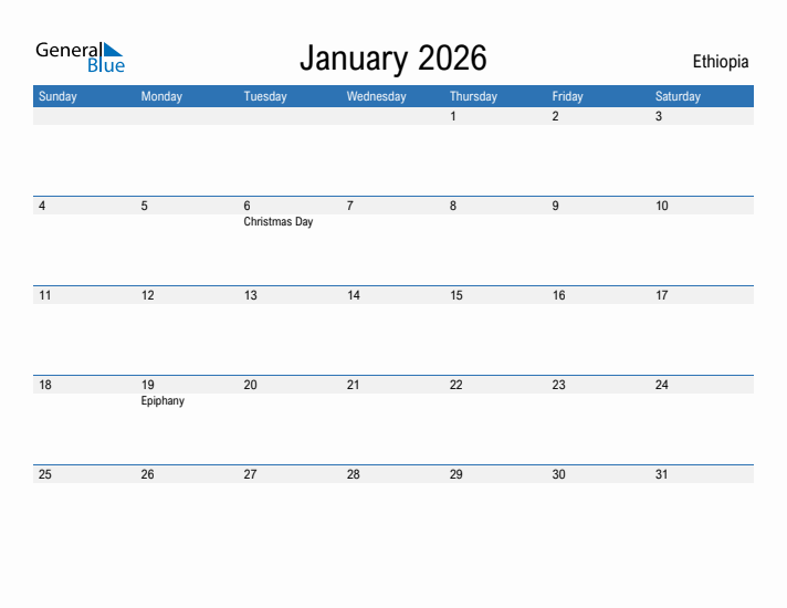 Fillable January 2026 Calendar