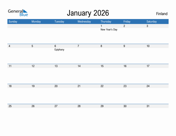 Fillable January 2026 Calendar