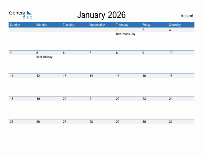 Fillable January 2026 Calendar