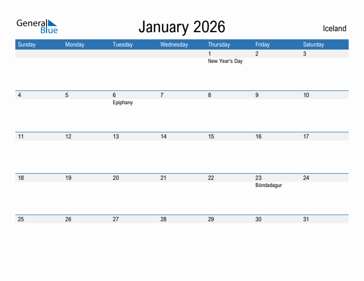 Fillable January 2026 Calendar