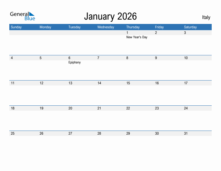 Fillable January 2026 Calendar