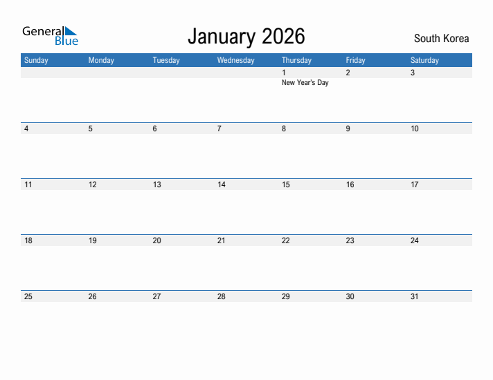 Fillable January 2026 Calendar