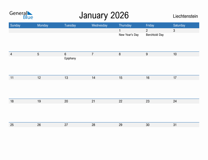 Fillable January 2026 Calendar