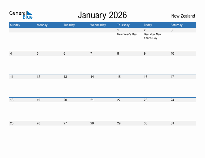 Fillable January 2026 Calendar