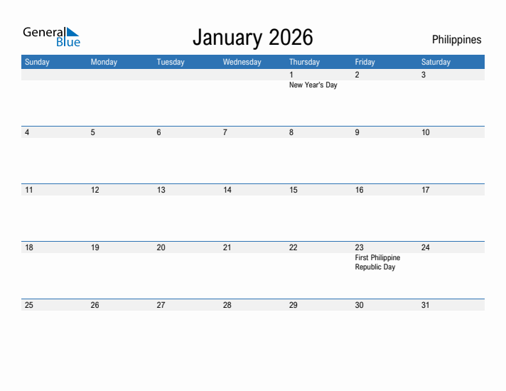 Fillable January 2026 Calendar