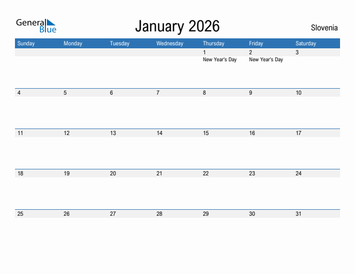 Fillable January 2026 Calendar