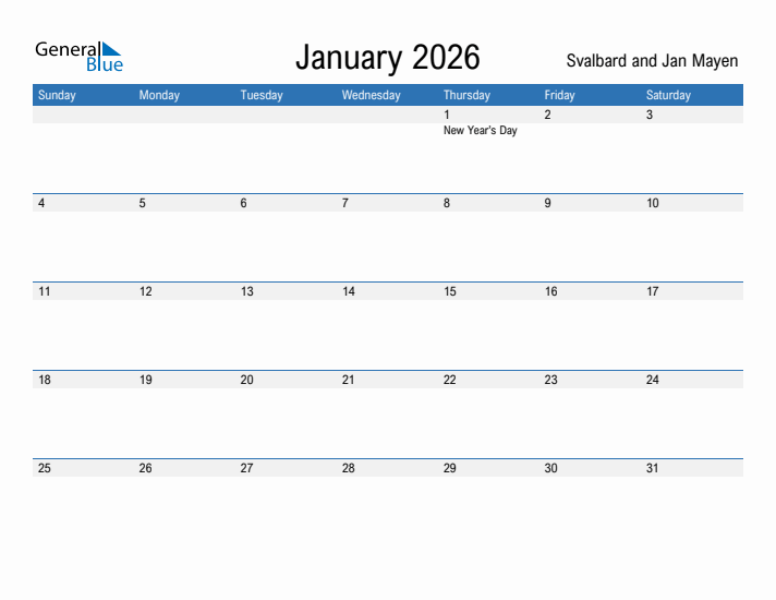 Fillable January 2026 Calendar