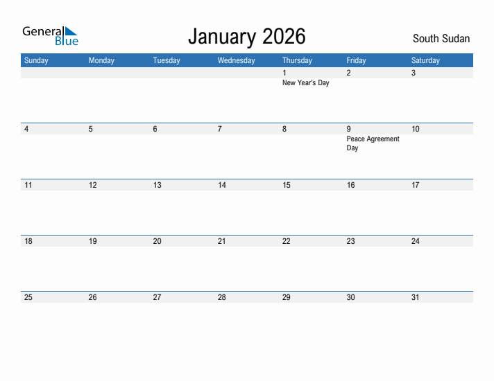 Fillable January 2026 Calendar