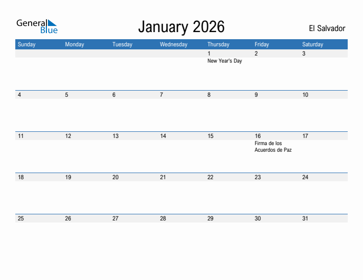 Fillable January 2026 Calendar