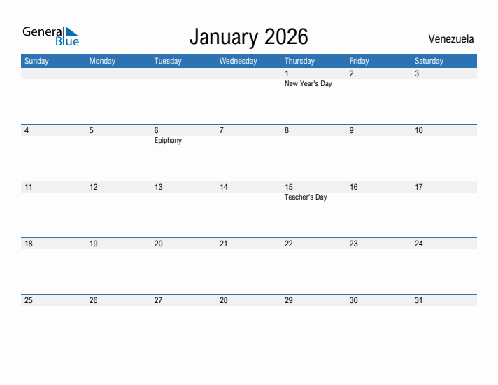 Fillable January 2026 Calendar