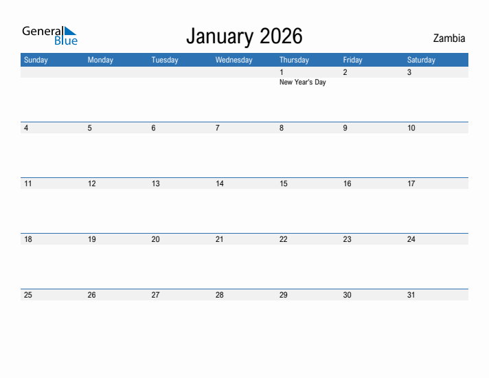 Fillable January 2026 Calendar