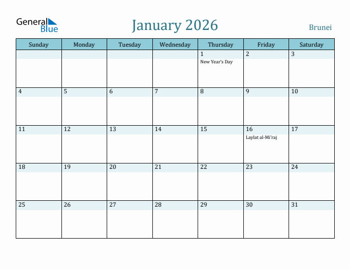 January 2026 Calendar with Holidays