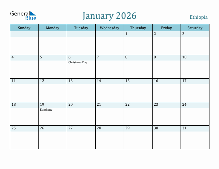 January 2026 Calendar with Holidays