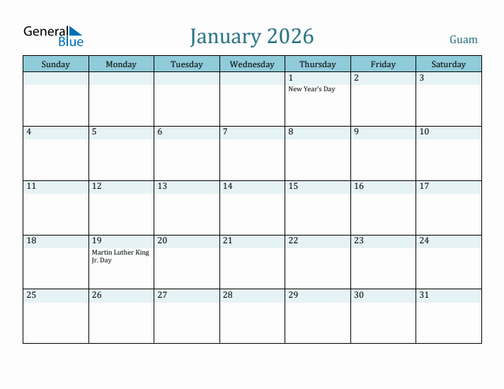 January 2026 Calendar with Holidays