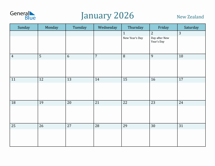 January 2026 Calendar with Holidays