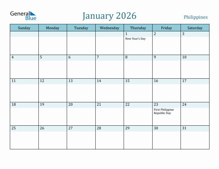 January 2026 Calendar with Holidays