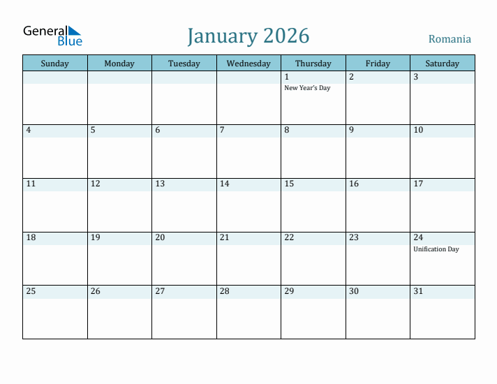 January 2026 Calendar with Holidays