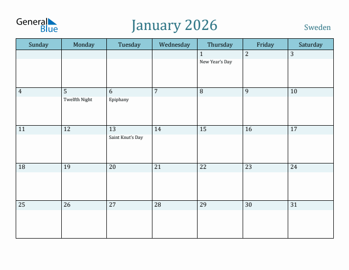 January 2026 Calendar with Holidays