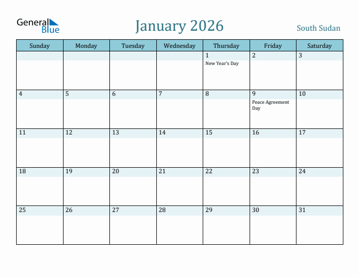 January 2026 Calendar with Holidays