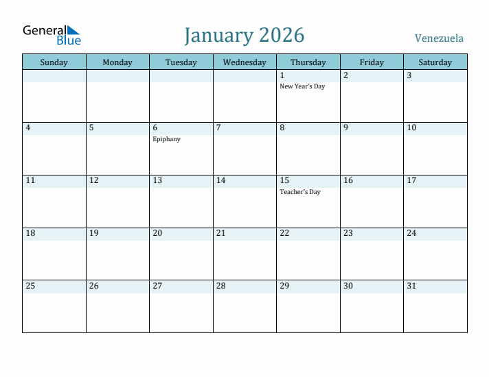 January 2026 Calendar with Holidays