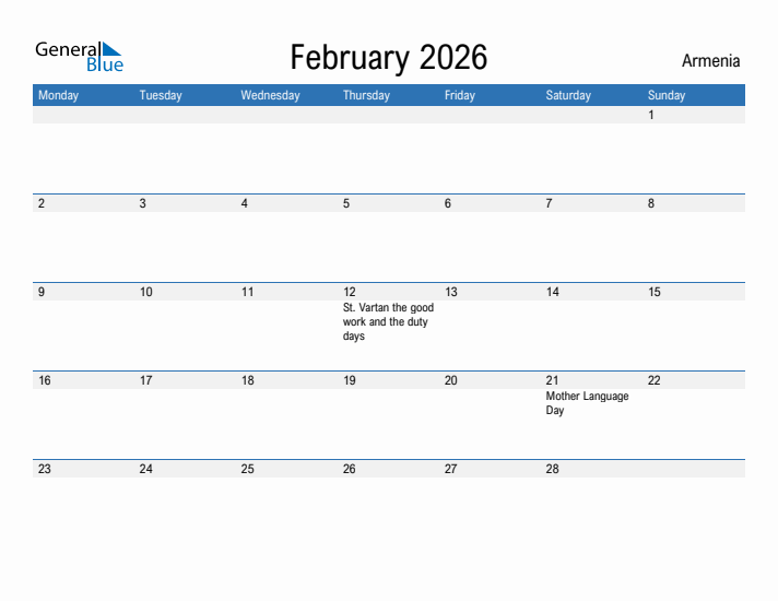 Fillable February 2026 Calendar