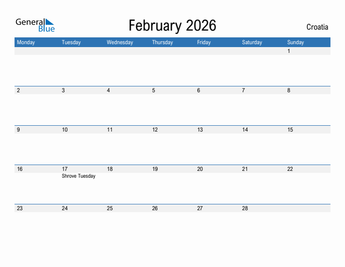 Fillable February 2026 Calendar