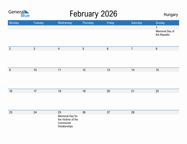 Fillable February 2026 Calendar