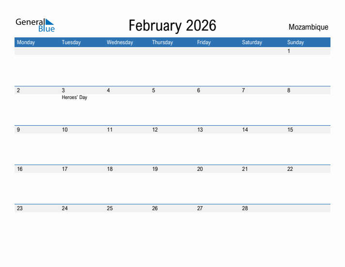 Fillable February 2026 Calendar