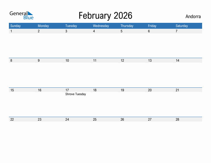 Fillable February 2026 Calendar