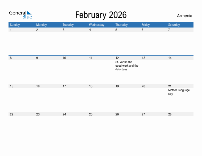 Fillable February 2026 Calendar