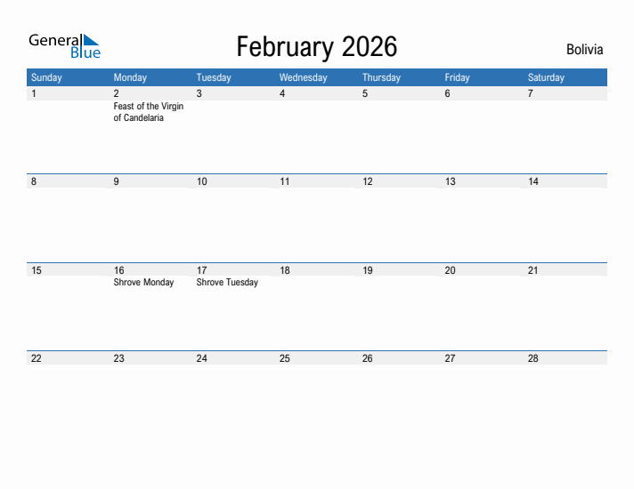 Fillable February 2026 Calendar