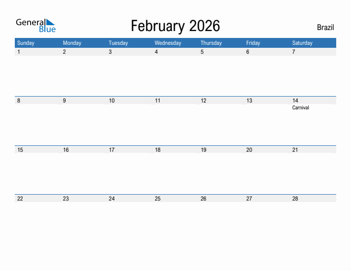 Fillable February 2026 Calendar