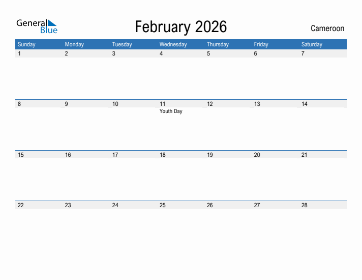 Fillable February 2026 Calendar