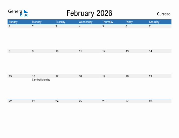 Fillable February 2026 Calendar