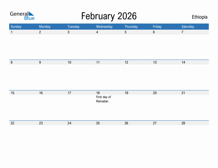 Fillable February 2026 Calendar