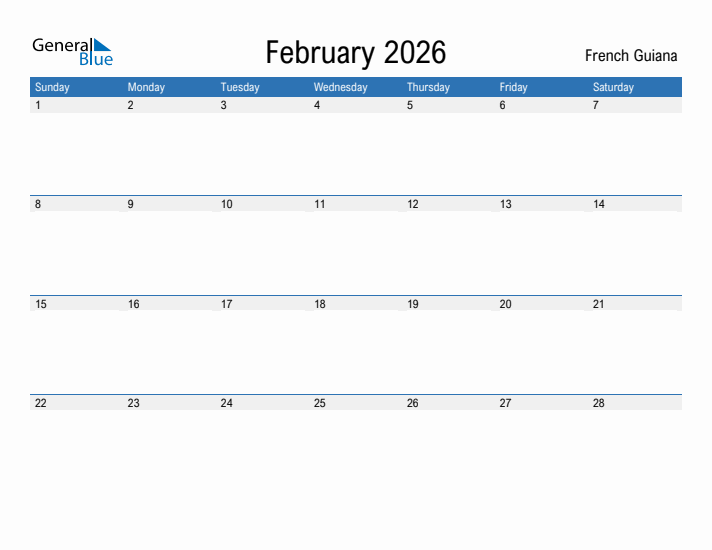 Fillable February 2026 Calendar