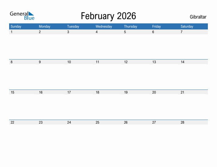 Fillable February 2026 Calendar