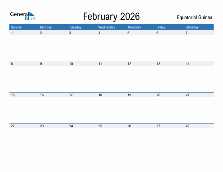 Fillable February 2026 Calendar