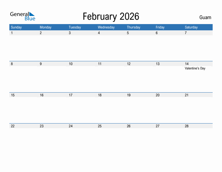 Fillable February 2026 Calendar