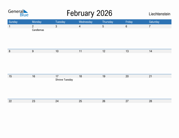 Fillable February 2026 Calendar