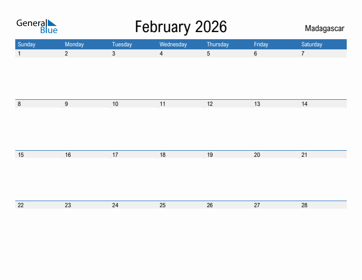 Fillable February 2026 Calendar