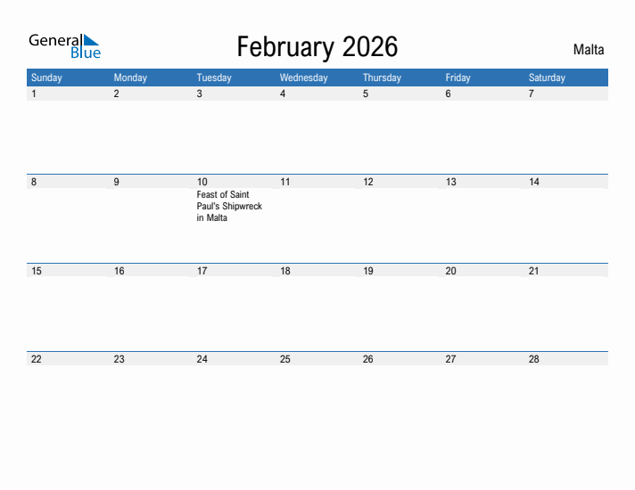 Fillable February 2026 Calendar