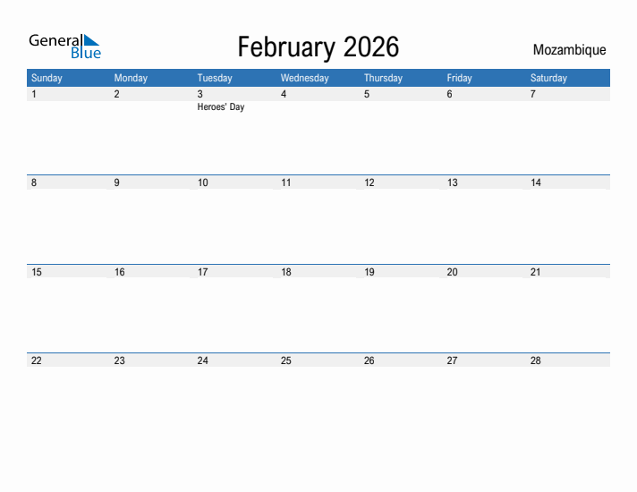 Fillable February 2026 Calendar