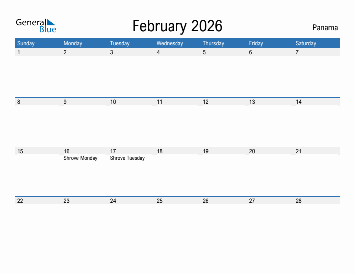 Fillable February 2026 Calendar