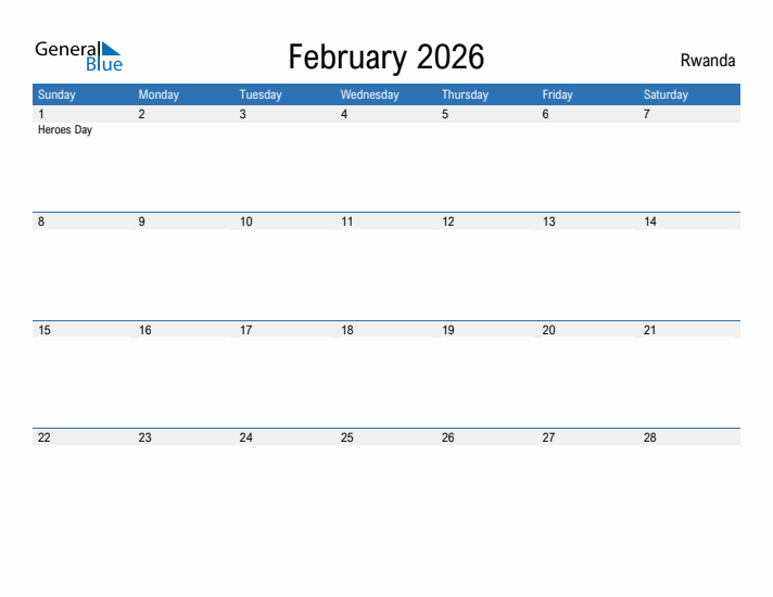 Fillable February 2026 Calendar