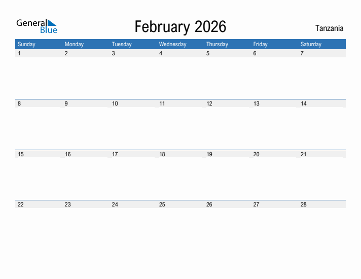 Fillable February 2026 Calendar